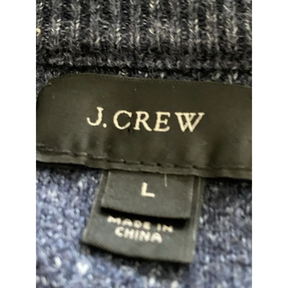 J.Crew Men's  Size Large Heather Dark Indigo 100% cotton Crewneck Sweater‎